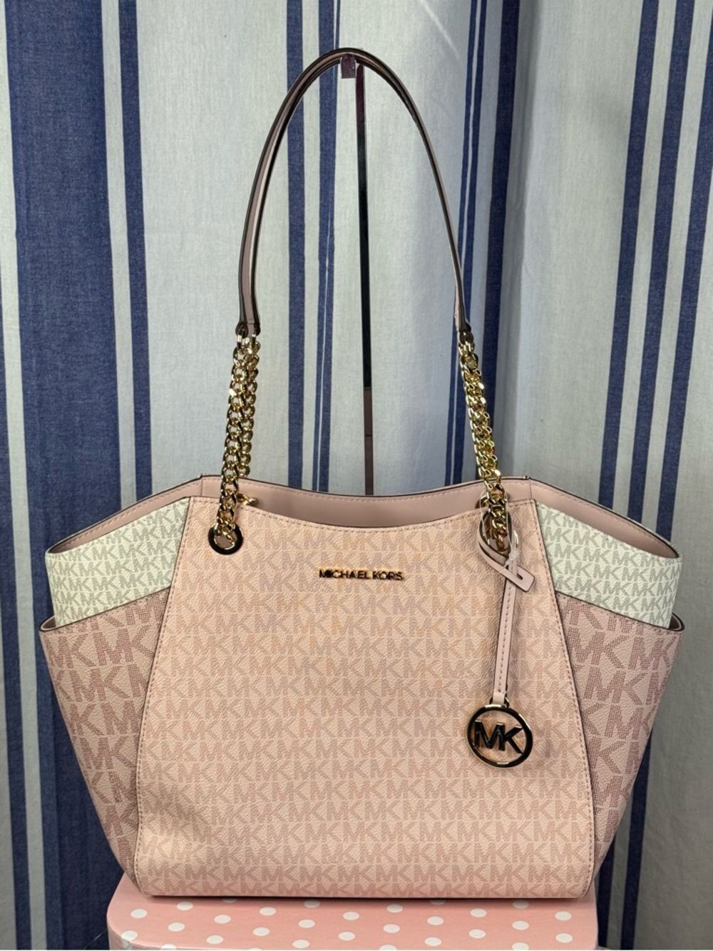 Michael Kors Jet Set Travel Large Shoulder Tote in Powder Blush Multi